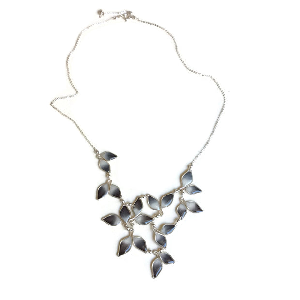 Anthos Leaf Bib Necklace Ombré Gray by Carla De La Cruz Jewelry