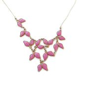Anthos Leaf Bib Necklace Dark Pearl Pink