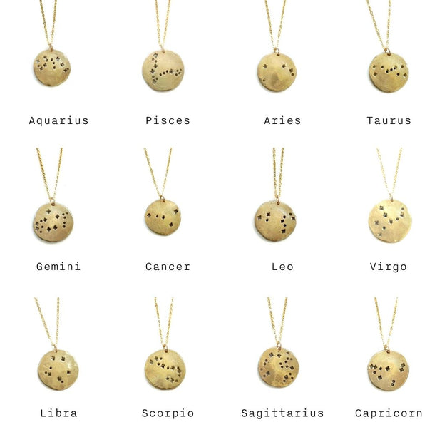 Zodiac Coin Birthstone Necklace