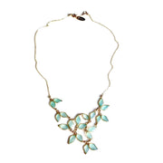 Blue Anthos Leaf Bib Necklace by Carla De La Cruz Jewelry | Blue and Gold Necklace | Blue Statement Necklace | Necklace for Mom