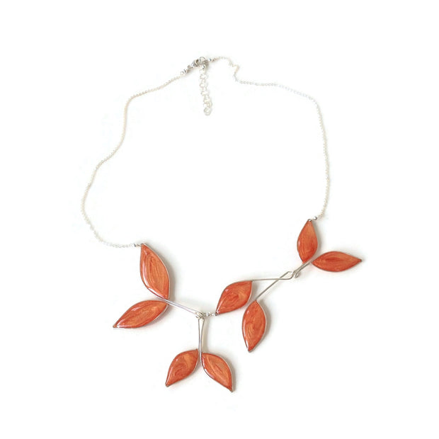 Anthos Leaf Necklace Pearl Rose Gold