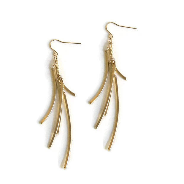Athena Warrior Earrings | Gold Dangle Earrings | Metal Tassel Earrings | Long Metal Dangle Earrings | Gold Statement Earrings | Metal Fringe