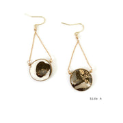 Circle Drop Earrings Marble and Gold | One of a Kind
