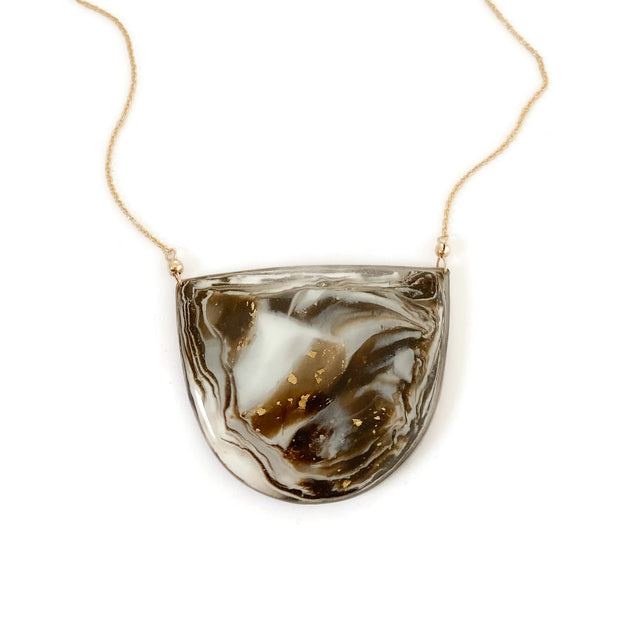 Half Moon Necklace Marble Gold | One of a Kind