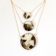 Three Circle Necklace Chocolate Brown Marble and Gold | One of a Kind