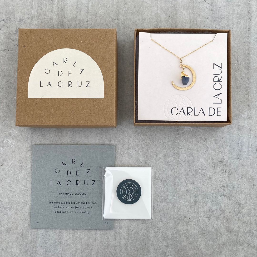 Crescent Moon Birthstone Necklace – Carla De La Cruz Jewelry