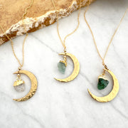 Crescent Moon Birthstone Necklace