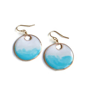 Aegean Gold Circle Dangle Earrings Ombré by Carla De La Cruz Jewelry | Ombré Blue Circle Earrings | Gold Circle Earrings | Ocean Earrings | Dangle Statement Earrings