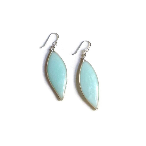 Anthos Leaf Drop Earrings Sky Blue Sterling Silver | Carla De La Cruz Jewelry
