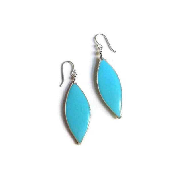 Anthos Leaf Drop Earrings Turquoise Sterling Silver | Carla De La Cruz Jewelry