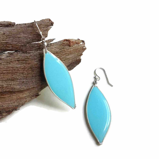 Anthos Leaf Drop Earrings Turquoise Sterling Silver | Carla De La Cruz Jewelry