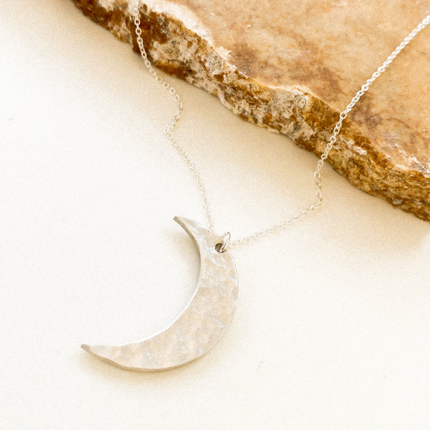 Buy the Silver & Gold Large Crescent Moon Trace Necklace from British  Jewellery Designer Daniella Draper – Daniella Draper UK