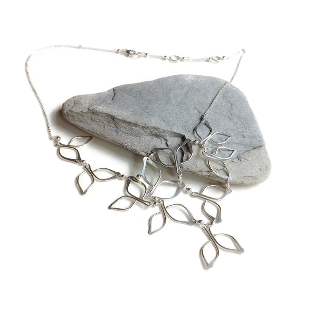 Sterling Silver Leaf Bib Necklace