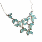 Blue Anthos Leaf Bib Necklace by Carla De La Cruz Jewelry | Blue and Silver Necklace | Blue Statement Necklace | Necklace for Mom