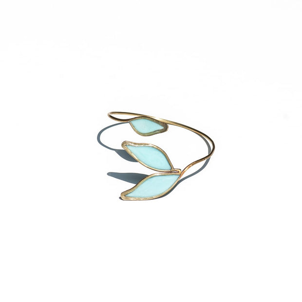 Blue Anthos Cuff by Carla De La Cruz Jewelry | Flower Cuff | Leaf Bracelet