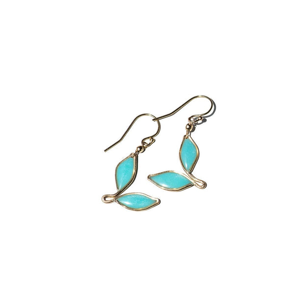 Turquoise Anthos Leaf Drop Earrings Turquoise Sterling Silver | Carla De La Cruz Jewelry