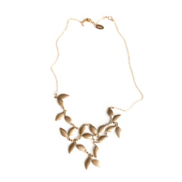 Solid Bronze Leaf Bib Necklace