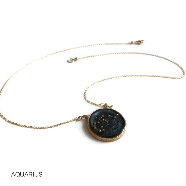 Aquarius Constellation Necklace Night Sky