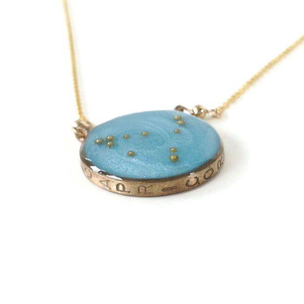 Gold Capricorn Necklace Sky Blue | Capricorn Constellation Necklace | Capricorn Zodiac Necklace | Astrology Necklace | Capricorn Gifts