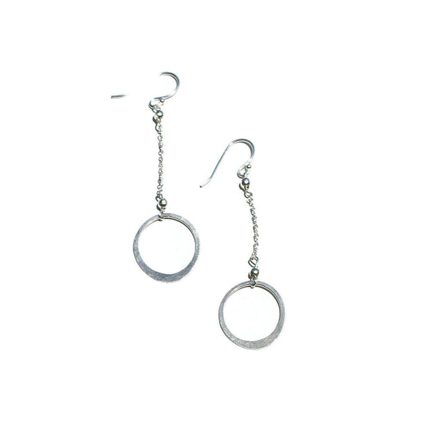 Sterling Silver Open Circle Dangle Earrings 